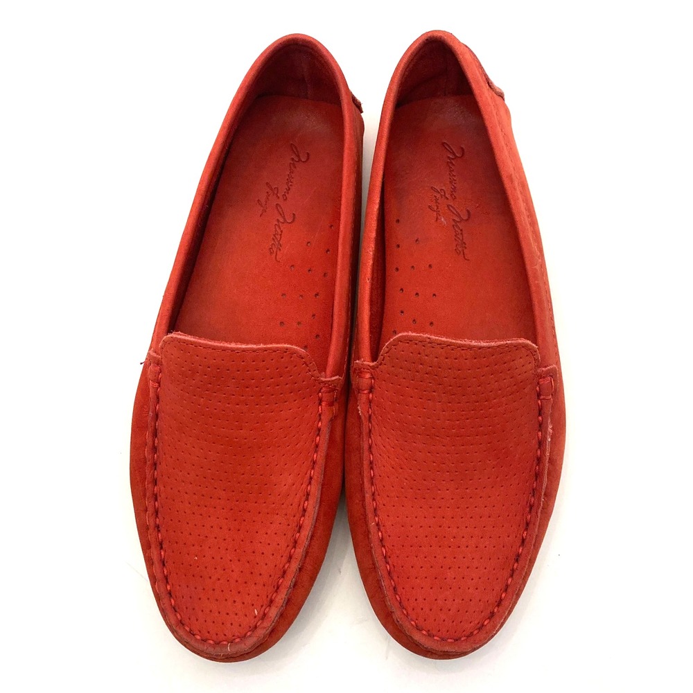 Massimo Matteo Driving Penny Loafers Red Nubuck Leather Womens 7 B Moc Toe Soft